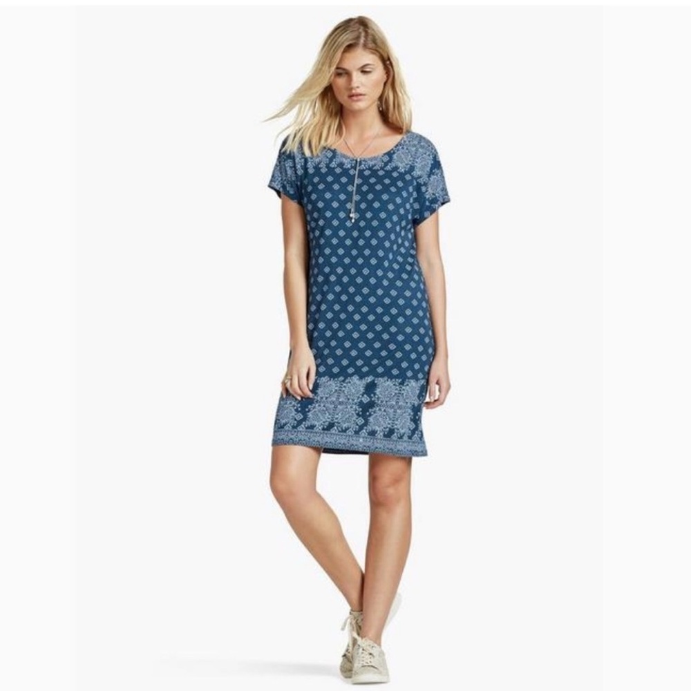 Lucky Brand tshirt dress short sleeve blue women’s size Small 100% viscose